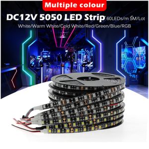 Zwarte PCB LED Strip 5050 DC12V GEEN Waterdicht / Waterdicht 60Led / M RGB / Wit / Warm Wit Flexibele LED-lichtstrips