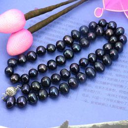 Perle noire 8-9mm 18 pouces DIY Les femmes conviennent au lieu de rassemblement pour porter un cadeau de collier de perles entier