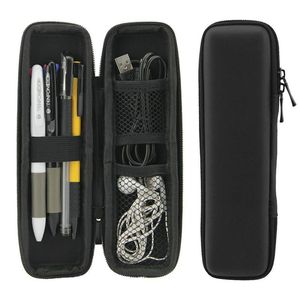 Black Pen Box Estuche de lápices portátil para estudiantes Caja de almacenamiento de papelería para auriculares Cajas de almacenamiento multifunción Material de oficina escolar TH0108