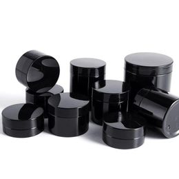 Bouteilles de pots cosmétiques en plastique PET noir avec couvercle intérieur rechargeable sans BPA étanche 50 ml 60 ml 80 ml 100 ml 150 ml 200 ml 250 ml 5 Iwgs
