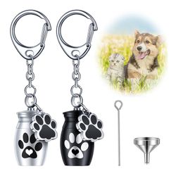 Zwarte huisdier urns sleutelhanger honden urnen voor as kleine huisdier as hekel pet dog cat crematie sieraden poot print memorial urn