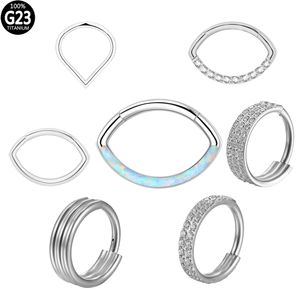 Zwart piercing titanium scharnier segment sexy diafragma kristal kraakbeen clicker neu ring labric industriële sieraden