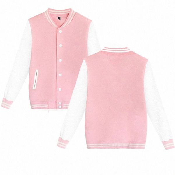 Veste de bombardier de baseball de couleur unie rose noir hommes femmes hip hop harajuku vestes enfants garçons filles manteaux simples 44Lz #