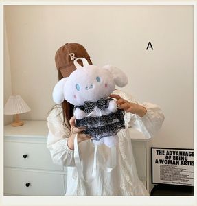 Sac à dos en peluche avec grandes oreilles de lapin, noir, rose, blanc, accessoires doux et mignons, sac à bandoulière avec fermeture éclair, cadeau d'anniversaire pour filles