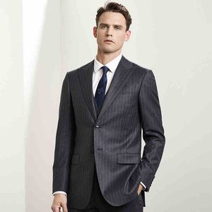 Costumes pour hommes à fines rayures noires Slim Fit Groomsmen Mariage Tuxedos Trois pièces Costume de marié Peaked Revers Blazers formels avec veste et gilet pantalon