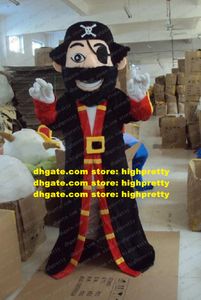 Costume de Mascotte de corsaire Pirate noir, avec robe longue noire, personnage de dessin animé, taille adulte, robe fantaisie n ° 105