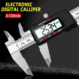 Zwarte kunststof kop roestvrijstalen schuifmaat 0-150 mm elektronische digitale schuifmaat interne en externe diameter meetinstrument