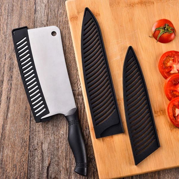Couteau en plastique noir gaine Couteau à lame Protecteur Couvre les outils de cuisine à manches de chef de couteau à fruits portables