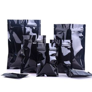 Sacs en plastique mylar noir Sac à fermeture à glissière en papier d'aluminium pour le stockage des aliments à long terme et la protection des objets de collection à deux côtés colorés Lgtcg Vuhpm