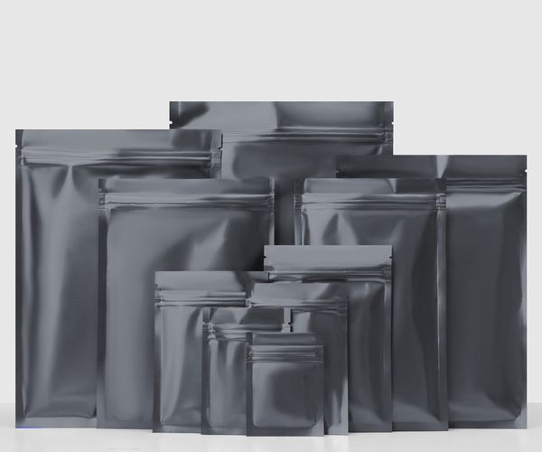Bolsas de mylar de plástico negro Bolsa con cremallera de papel de aluminio para almacenamiento de alimentos a largo plazo y protección de coleccionables