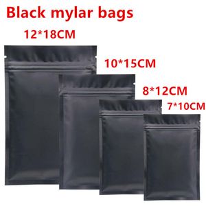 Bolsas de embalaje de plástico Mylar Bolsa sellable de papel de aluminio con cierre de cremallera negra para alimentos Bocadillos Té Café Hierbas secas Flores A largo plazo Mantenga la protección de almacenamiento fresco