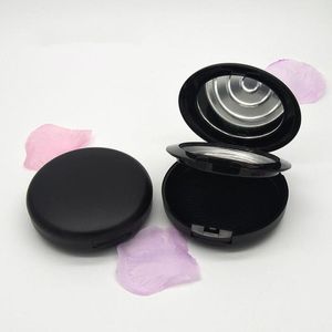 Poudre en plastique noir / pot de fard à joues avec plateau en aluminium miroir vide boîte cosmétique portable couvercle rabattable conteneur d'emballage F20172828 Tqtvu