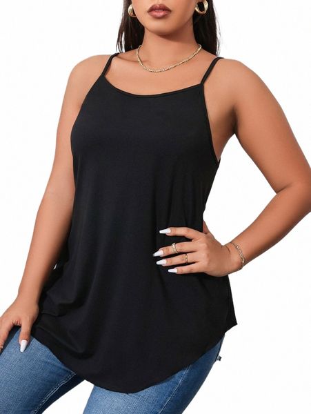 Noir Plus Taille Camis pour Femme Camisole Grande Grande Taille Débardeur Femme Sleeel Blouses Col V Solide Casual Tee Vêtements 99jR #