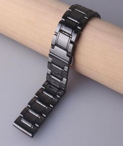 Bracelet Bracelet Black Polished Ceramic Watch Bands 20 mm 21 mm 22 mm 23 mm 24 mm pour la montre-bracelet Mens Lady Accessoires Pin de version rapide 1077486