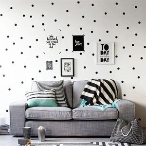 Pegatinas de pared de lunares negros, pegatinas DIY de círculos para habitación de niños, decoración para habitación de bebé, pegatinas de pared Peel-Stick Vinyl2530