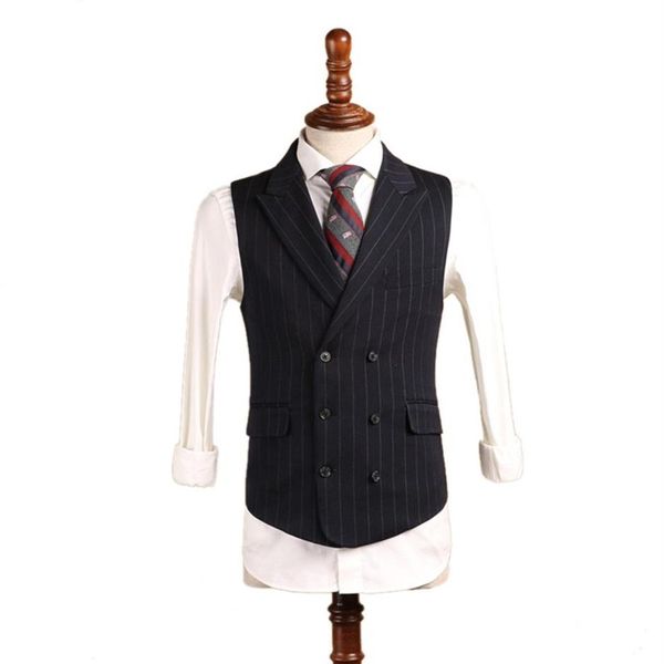 Noir Polyester Tweed Gilets Slim Mens Costume Gilet Custom Made Laine Prom Tuxedo Gilet Hommes De Mariage Gilet Hommes Robe Rayé Gilets G245o