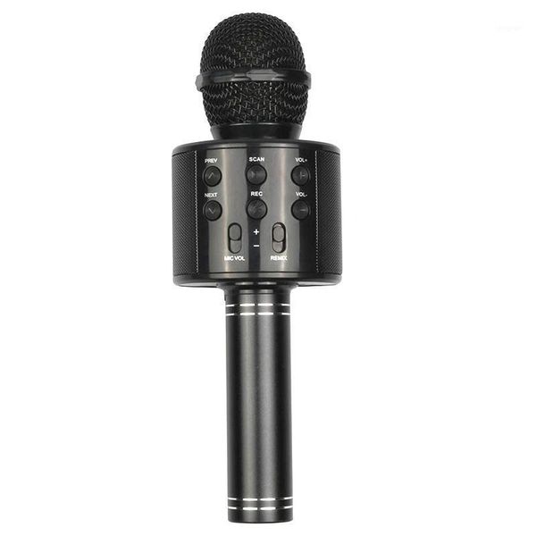 Micrófonos Negro Portátil De Mano Inalámbrico Bluetooth Karaoke OK Micrófono Y Altavoz MIC Grabar Música KTV Microphone1