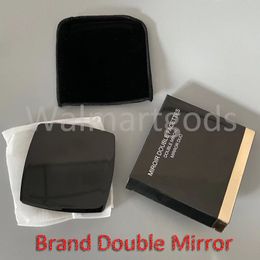 Miroirs de poche pliants de maquillage portables noirs Miroir compact de voyage carré pour femmes Miroirs cosmétiques double face avec outil de beauté pour sac en velours