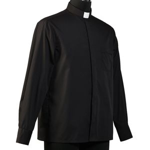 Zwarte priester shirt katholieke kerk volwassen geestelijken pastor shirts tops tab kraag koor blouse240325