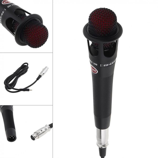 Black Profession E300 Microphone filaire en métal Câble audio Microphone à condensateur pour Live / Enregistrement Chorus / Diffusion