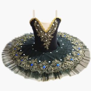 Stage Wear Black Professional Ballet Tutus voor Meisjes Kind Swan Lake Dress Dance Clothes Pancake Ballerina Figuur Skating