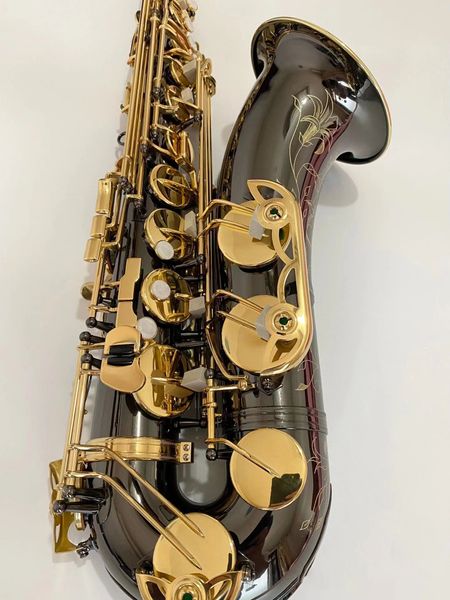 Saxophone ténor professionnel noir, gravure B-flat, motif exquis, nickel noir, or, instrument de jazz 01