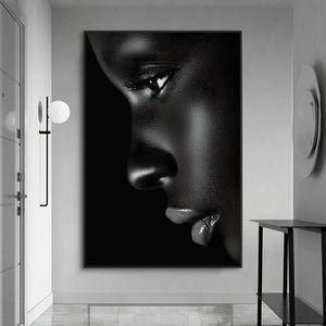 Noir Profil Lèvre Femme Toile Peinture HD Imprimer Figure Affiches et Gravures Moderne Mur Art Photo pour Salon Chambre Décor