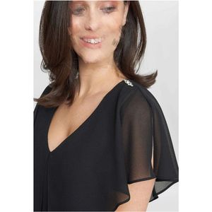 Robes de soirée de bal noir Longueur Ve à col V