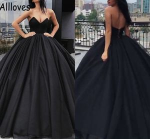 Robes De Soirée De Bal Noir Sans Bretelles Sexy Dos Nu Princesse Robe De Bal Tenue De Cérémonie Froncé Satin Arabe Aso Ebi Femmes Occasion Spéciale Robe Robes De Festa CL0721