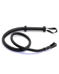 Black Pu Faux Leather Handmade Bull Whipflirt Spanking Horse Flogger Fetish Bondage Erotisch Sex Toy Whip voor paar Slave Game1958469