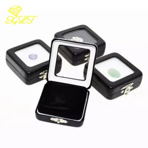 Black PU Leermes Bare Stone Box Gem Rhinestone Jewelry Box en verpakking voor bruiloft opslag naakte doos