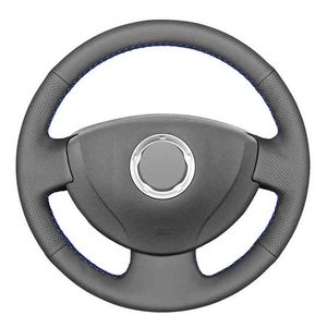 Cubierta de volante de coche de cuero sintético Pu negro para Renault Logan 1 Sandero símbolo Clio Twingo Lada Largus Nissan Almera g15 J220808