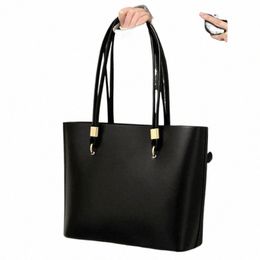 Black PU Tote Bag 2023 Nieuwe dames hoge capaciteit minimalistische ritsschoudertas klassieke fi klaslokaal forens handtas tide d0iq#