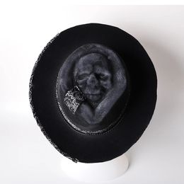 Black Punk Cowboy Cap Unisexe Adult Harvester of Sorrow Conical Skull Hat Halloween Carnival Party Party Accessoires 240415