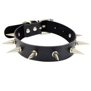 Zwarte punk spike choker voor vrouwen verstelbare zachtere PU lederen schattige partij sieraden ketting met gemakkelijke slijtgesp