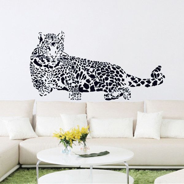 Noir PVC Stickers Muraux Guépard Léopard 3D Amovible Stickers Muraux Décor À La Maison Autocollants Livraison Gratuite 201201