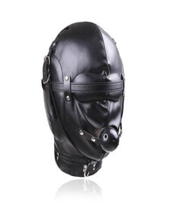 Zwarte kwaliteit volledige blinddoekmaskerkap met mondbal Gag Restraint gimp R529669904