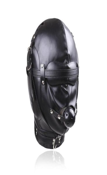 Cagoule de masque bandeau complet de qualité noire avec boule de bouche Gag retenue gimp R526596016