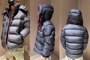 Manteau matelassé noir vers le bas, veste à capuche, vêtements d'extérieur chauds d'hiver pour hommes, manteaux de créateurs