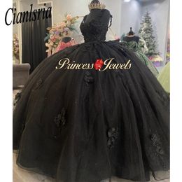 Robes De Quinceanera noires, princesse douce, robes De fête d'anniversaire pour filles de 15 ans, avec Appliques, 2024