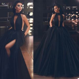 Robes de Quinceanera noires robe de bal sexy licou cou dos nu en tulle grande taille robe de soirée de bal formelle