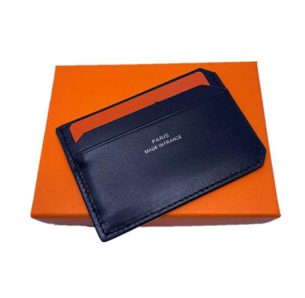 Black Real Leather Credit Card Holder Wallet Classic Simple Design Id Bank Bank Bank Mini Purse Fashion Business Men Slim Coin Pocket B5495552