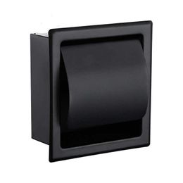 Zwart verzonken toilet / weefselpapierhouder Alle metalen contruction 304 roestvrij staal dubbele wand badkamer rolbox 210709