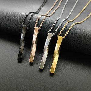 Collier pendentif rectangle noir Men de la chaîne en acier inoxydable simple colliers de la chaîne en acier inoxydable Colliers de mode cadeau