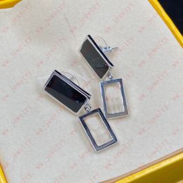 Pendientes geométricos rectangulares negros tachuelas colgante dama personalidad simple, regalo de banquete de viaje