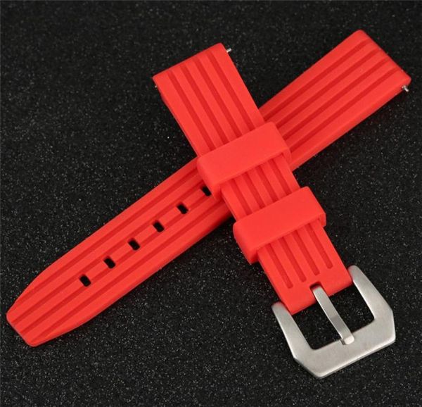 Bandilla de reloj de goma de color rojo negro negro 20 22 22 mm Diver Strap Strap Pulsera con barras de resorte de liberación rápida Bular