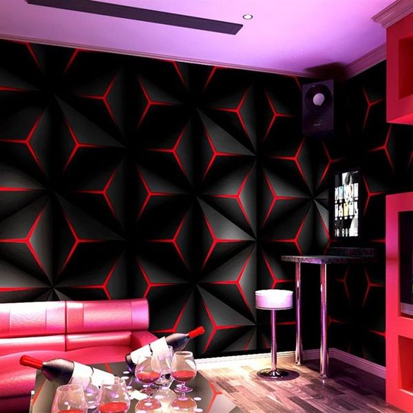 Rouleau de papier peint Texture noir rouge or, motif à rayures géométriques, mode moderne, vinyle pvc, décoration de salon et de maison, 256d