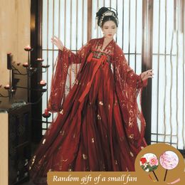 Black Red Hanfu Dress Folk Dance Costume Chinese traditionele nationale fee -kostuum oude Han Dynasty Princess Stage Outfits 256Q