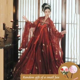 Black Red Hanfu Dress Costume de danse folk