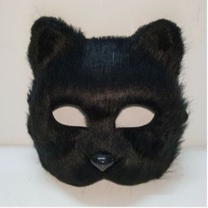 Black Red Lady Fox Prom Mask Female Full Face Props Cat Masque Halloween Animal Mardi Gras Partymaske